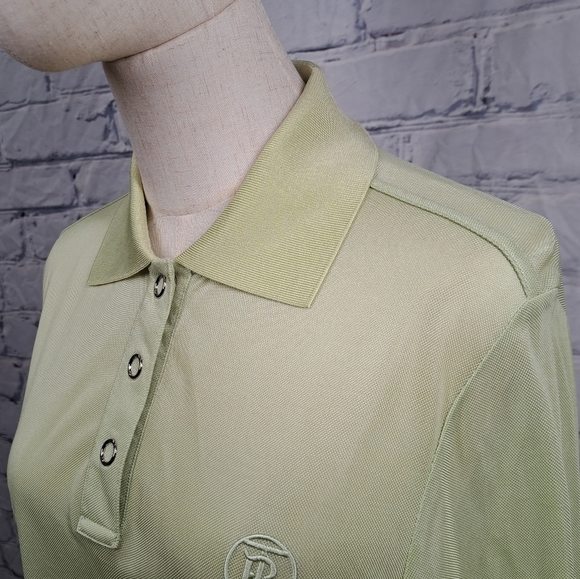 Burberry Women's Louisa TB Logo Long Sleeve Polo Shirt Mist Green Size Large - Picture 13 of 16